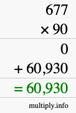 How to calculate 677 times 90 using long multiplication