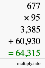 How to calculate 677 times 95 using long multiplication