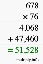 How to calculate 678 times 76 using long multiplication