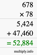 How to calculate 678 times 78 using long multiplication