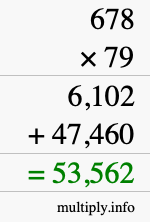 How to calculate 678 times 79 using long multiplication