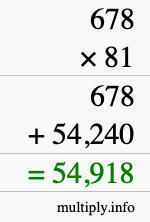 How to calculate 678 times 81 using long multiplication