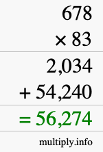 How to calculate 678 times 83 using long multiplication