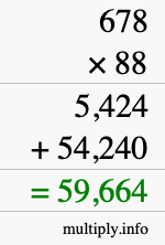 How to calculate 678 times 88 using long multiplication