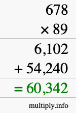 How to calculate 678 times 89 using long multiplication