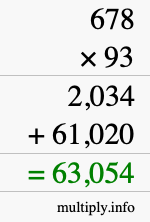 How to calculate 678 times 93 using long multiplication