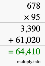 How to calculate 678 times 95 using long multiplication