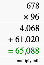 How to calculate 678 times 96 using long multiplication