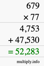 How to calculate 679 times 77 using long multiplication