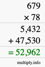 How to calculate 679 times 78 using long multiplication