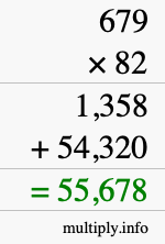 How to calculate 679 times 82 using long multiplication