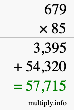 How to calculate 679 times 85 using long multiplication How to calculate 679 times 85 using long multiplication