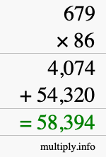 How to calculate 679 times 86 using long multiplication