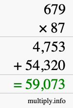 How to calculate 679 times 87 using long multiplication