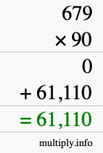 How to calculate 679 times 90 using long multiplication