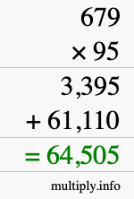 How to calculate 679 times 95 using long multiplication