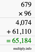 How to calculate 679 times 96 using long multiplication