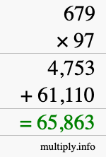 How to calculate 679 times 97 using long multiplication