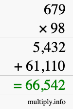 How to calculate 679 times 98 using long multiplication