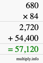 How to calculate 680 times 84 using long multiplication How to calculate 680 times 84 using long multiplication