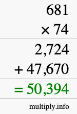How to calculate 681 times 74 using long multiplication