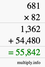 How to calculate 681 times 82 using long multiplication