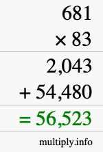 How to calculate 681 times 83 using long multiplication