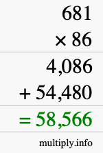How to calculate 681 times 86 using long multiplication