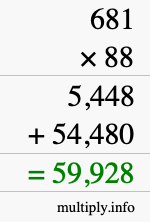 How to calculate 681 times 88 using long multiplication