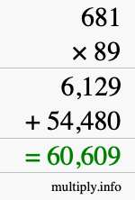 How to calculate 681 times 89 using long multiplication