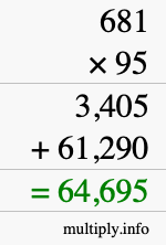 How to calculate 681 times 95 using long multiplication