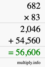 How to calculate 682 times 83 using long multiplication