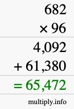 How to calculate 682 times 96 using long multiplication