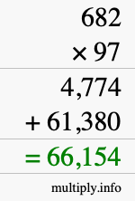 How to calculate 682 times 97 using long multiplication