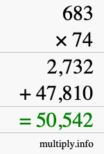 How to calculate 683 times 74 using long multiplication
