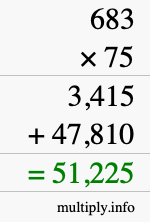 How to calculate 683 times 75 using long multiplication