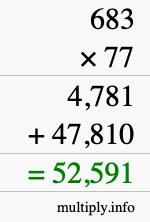 How to calculate 683 times 77 using long multiplication