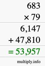 How to calculate 683 times 79 using long multiplication