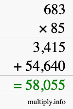 How to calculate 683 times 85 using long multiplication