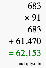 How to calculate 683 times 91 using long multiplication