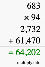 How to calculate 683 times 94 using long multiplication