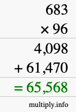 How to calculate 683 times 96 using long multiplication