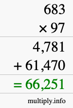 How to calculate 683 times 97 using long multiplication