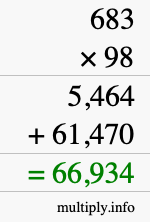 How to calculate 683 times 98 using long multiplication