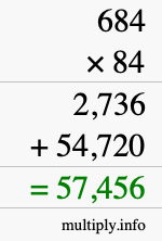 How to calculate 684 times 84 using long multiplication