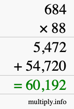 How to calculate 684 times 88 using long multiplication