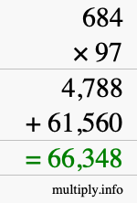 How to calculate 684 times 97 using long multiplication