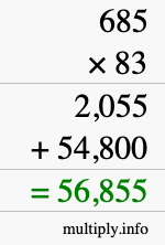 How to calculate 685 times 83 using long multiplication