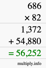 How to calculate 686 times 82 using long multiplication