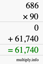 How to calculate 686 times 90 using long multiplication